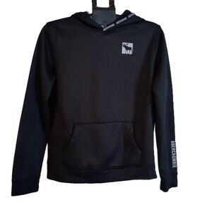 Abercrombie Kids Black Hoodie Sweatshirt Kangaroo Pocket Moose Logo Size 15/16
